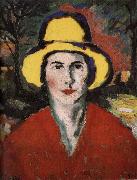 Kasimir Malevich The Woman wear the hat in yellow oil painting on canvas